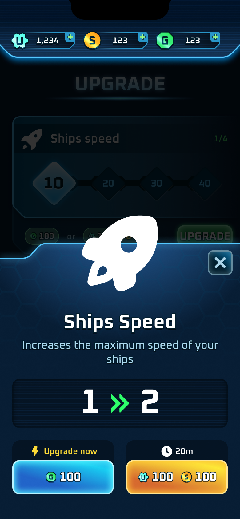 Meta game: ship upgrades
